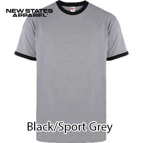 New States Apparel 7250 Ringer Premium – Black/Sport Grey