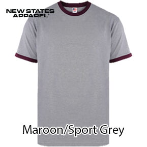 New States Apparel 7250 Ringer Premium – Maroon/Sport Grey
