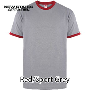 New States Apparel 7250 Ringer Premium – Red/Sport Grey